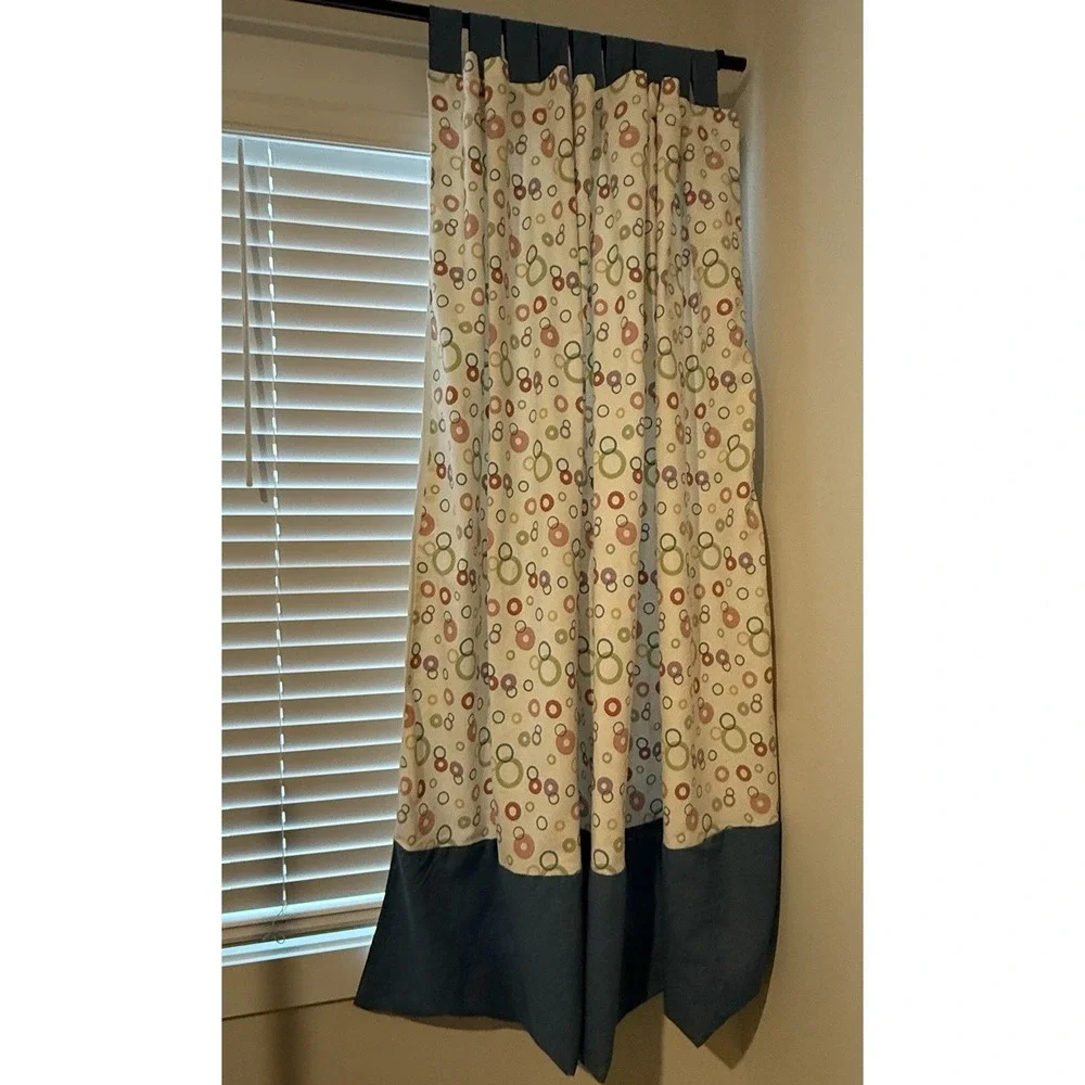 Custom Made Lined Tab Top Window Panels (2) 72Wx68L Colorful
